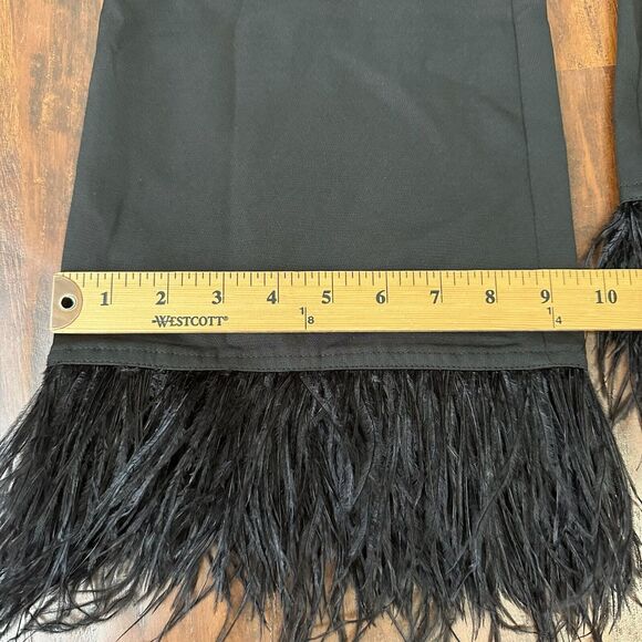NWT STRUT & BOLT Los Angeles Black Wide-Leg Pants w Feather Trim - Picture 13 of 13